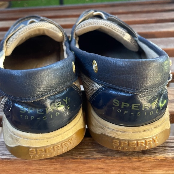 Sperry Iconic Boat Shoe Navy Leather Upper Textured Fabric Contrast K-13 S Sz 9M - Picture 4 of 15